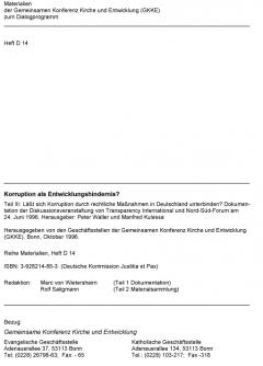 Korruption als Entwicklungshindernis. Teil 3: Läßt sich die Korruption durch rechtliche Maßnahmen in Deutschland unterbinden?