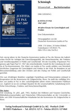 Justitia et Pax 1967-2007. 40 Jahre Einsatz für Gerechtigkeit und Frieden