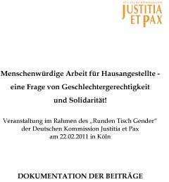 Menschenwürdige Arbeit für Hausangestellte - eine Frage von Geschlechtergerechtigkeit und Solidarität! 